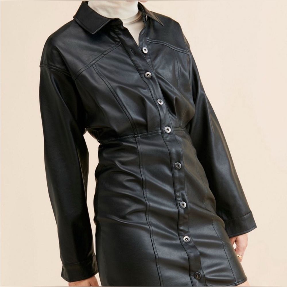 NWT Free People x REVOLVE Amber Faux Leather Mini Black (10)